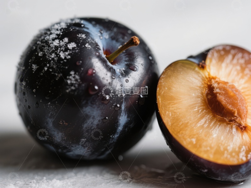 高清大图下载【趣麦麦图】新鲜李子与切半展示