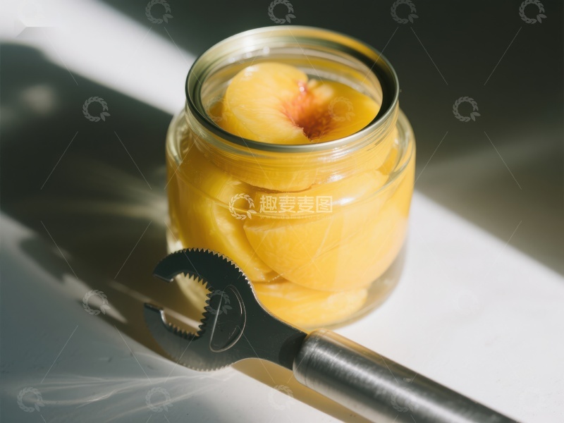 高清大图下载【趣麦麦图】罐装桃片与开罐器