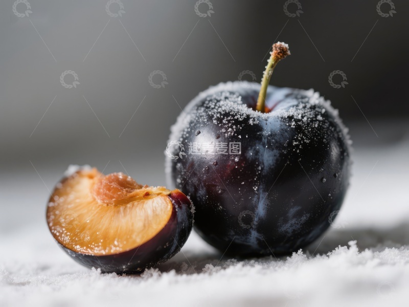 高清大图下载【趣麦麦图】糖霜覆盖的李子与切片