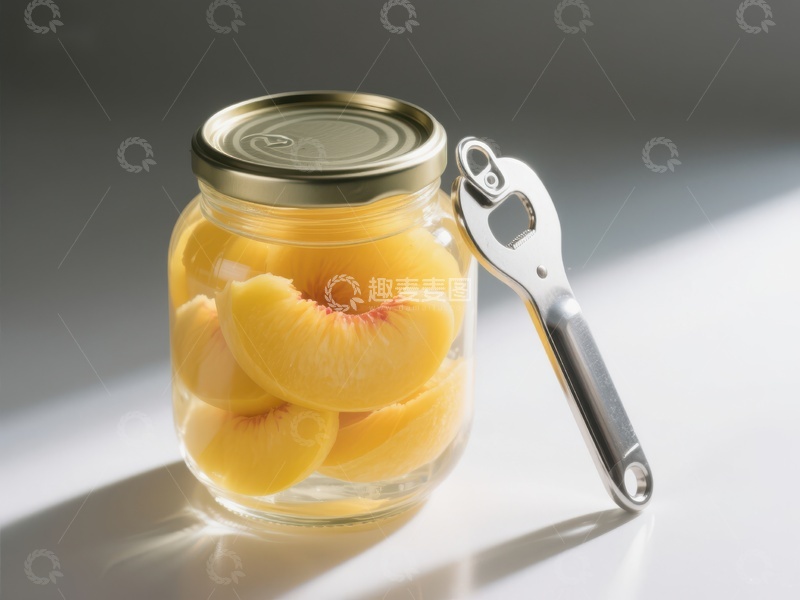 高清大图下载【趣麦麦图】罐装桃片与开罐器