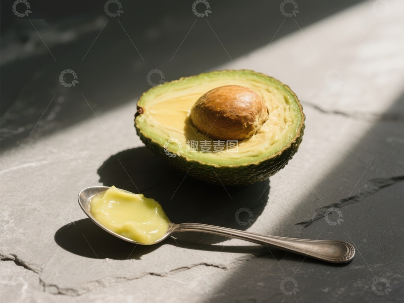 高清大图下载【趣麦麦图】切开的牛油果与勺子