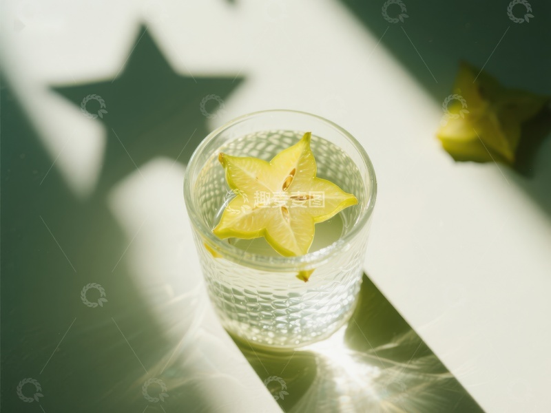 高清大图下载【趣麦麦图】星形水果装饰的透明饮品