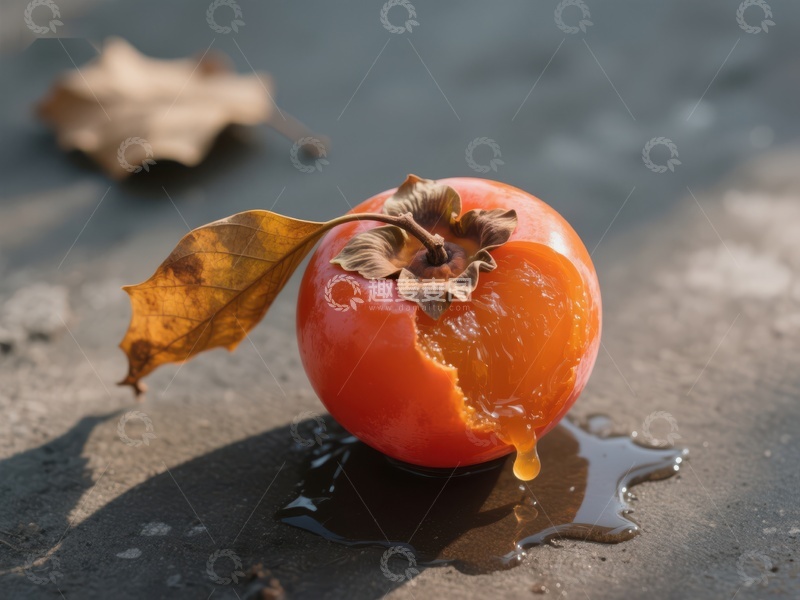 高清大图下载【趣麦麦图】落地柿子汁液四溢