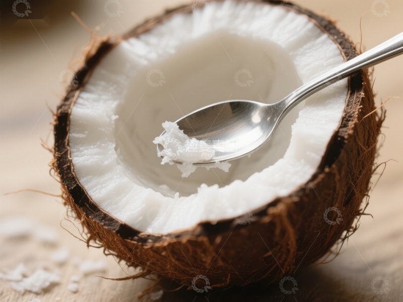 高清大图下载【趣麦麦图】椰子半壳与勺子