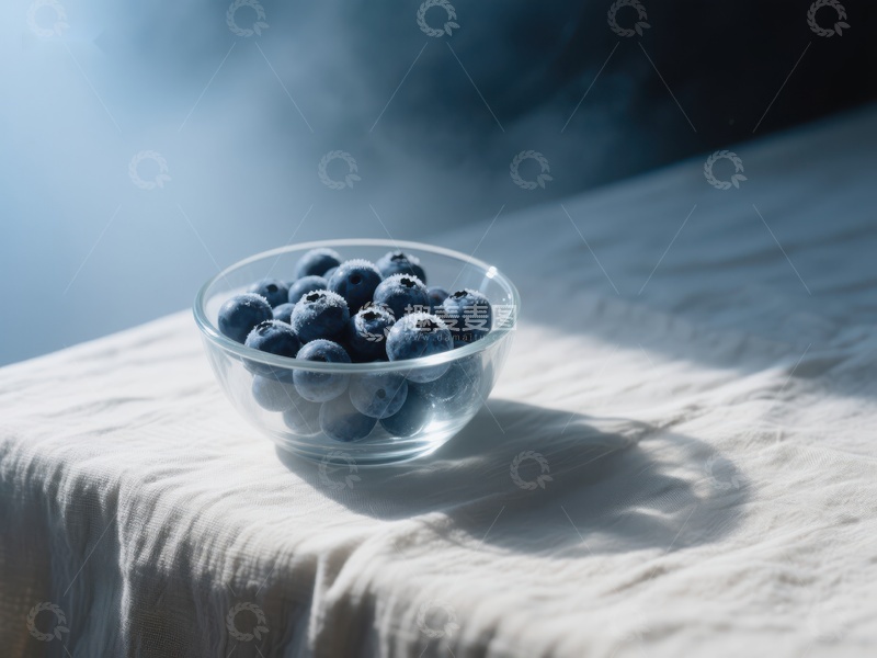 高清大图下载【趣麦麦图】玻璃碗中的新鲜蓝莓