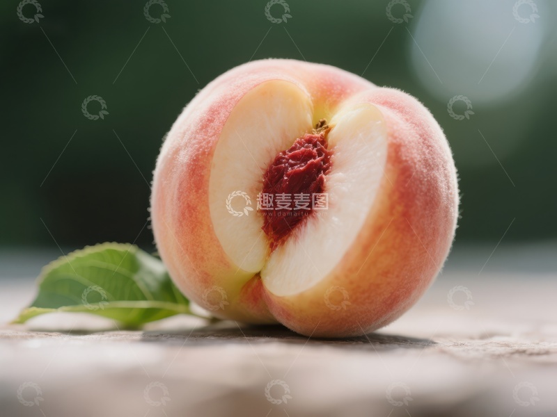 高清大图下载【趣麦麦图】新鲜切开的桃子特写