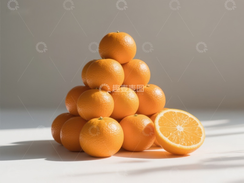 高清大图下载【趣麦麦图】橙子堆叠与切片展示