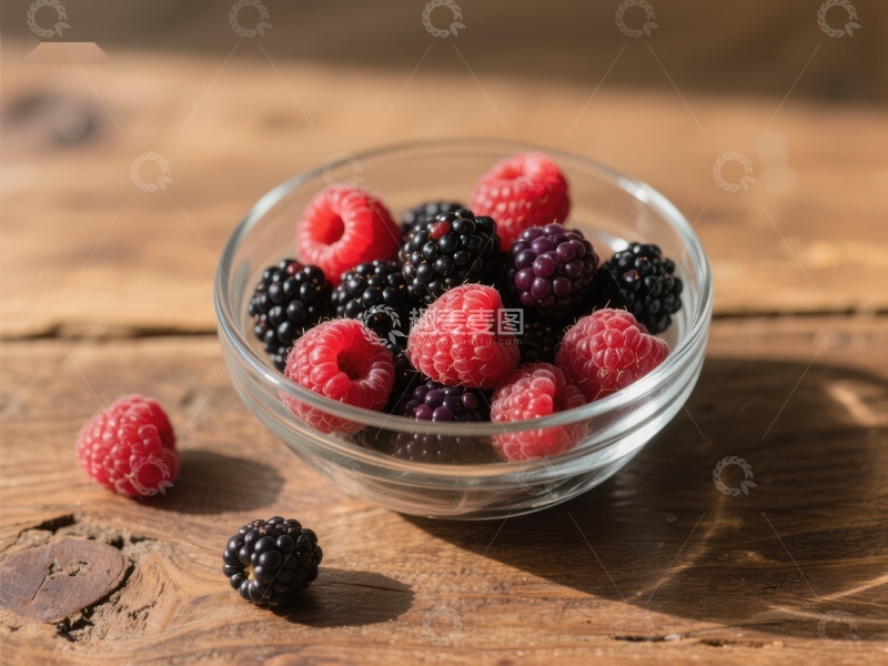 高清大图下载【趣麦麦图】玻璃碗中的新鲜浆果