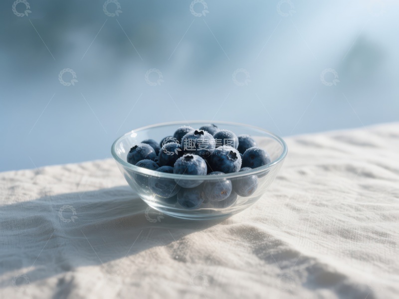 高清大图下载【趣麦麦图】透明碗中的新鲜蓝莓