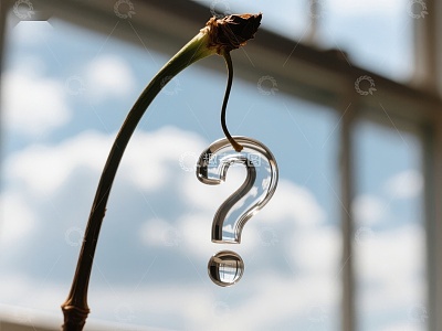 枝头悬挂的问号水滴