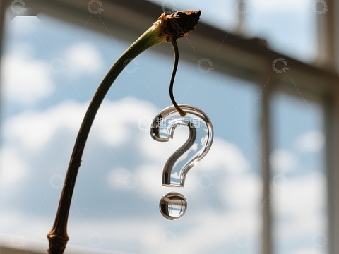 枝头悬挂的问号水滴