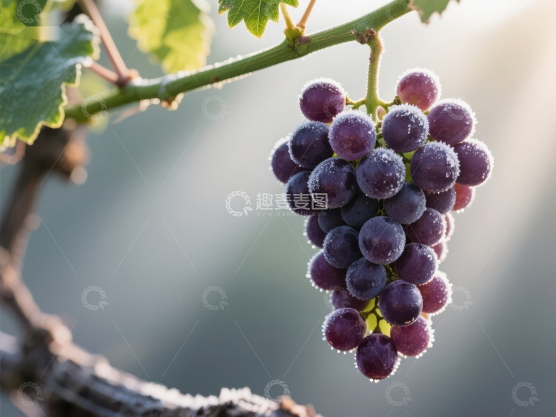 高清大图下载【趣麦麦图】晨露中的葡萄串