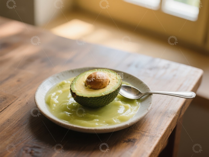 高清大图下载【趣麦麦图】新鲜牛油果汤配半颗牛油果