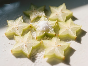 星形水果切片撒糖特写