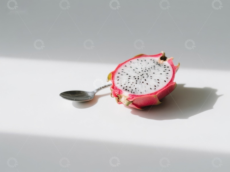 高清大图下载【趣麦麦图】切开的火龙果与勺子