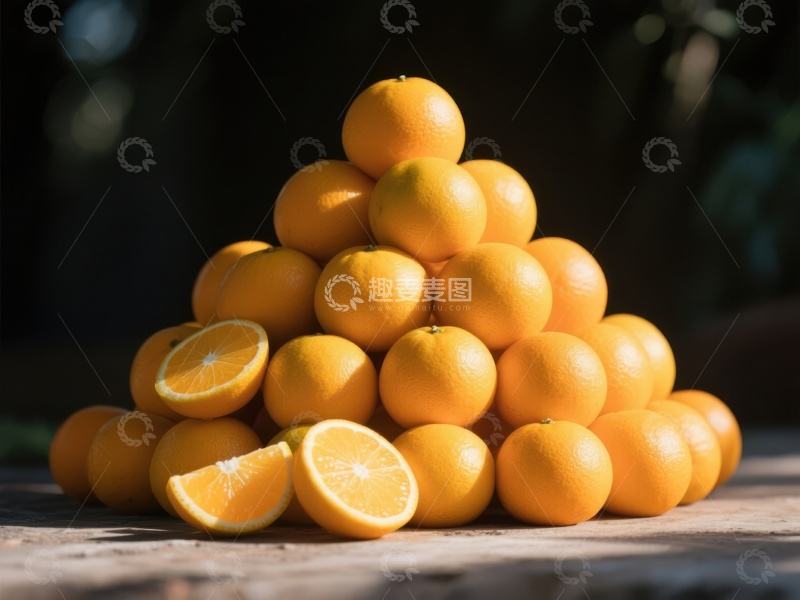 橙子金字塔：新鲜水果的视觉盛宴