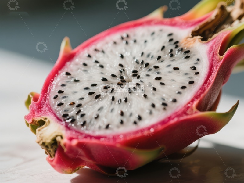 高清大图下载【趣麦麦图】切开的火龙果展示鲜艳色彩