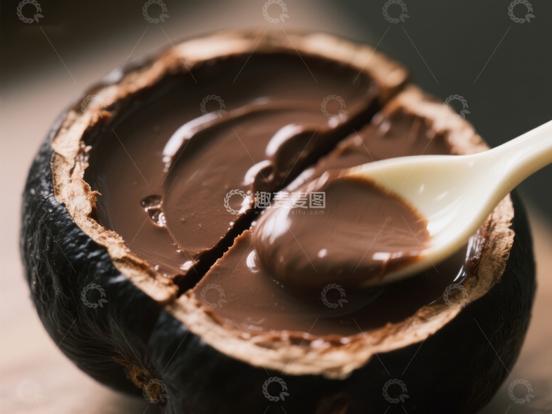 高清大图下载【趣麦麦图】椰壳中的巧克力酱