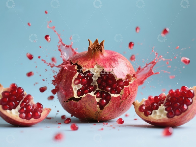 高清大图下载【趣麦麦图】石榴爆裂，籽粒四溅