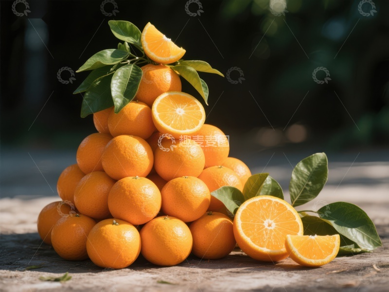 高清大图下载【趣麦麦图】新鲜橙子堆叠展示