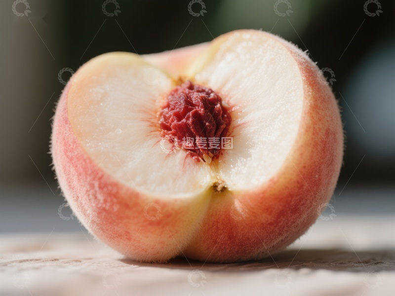 高清大图下载【趣麦麦图】新鲜桃子切面特写