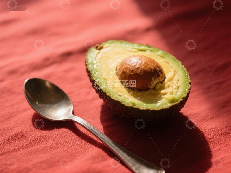 高清大图下载【趣麦麦图】切开的牛油果与银勺