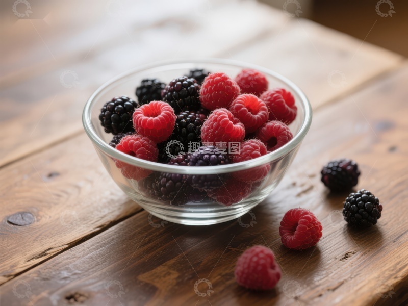 高清大图下载【趣麦麦图】新鲜浆果盛于透明碗中
