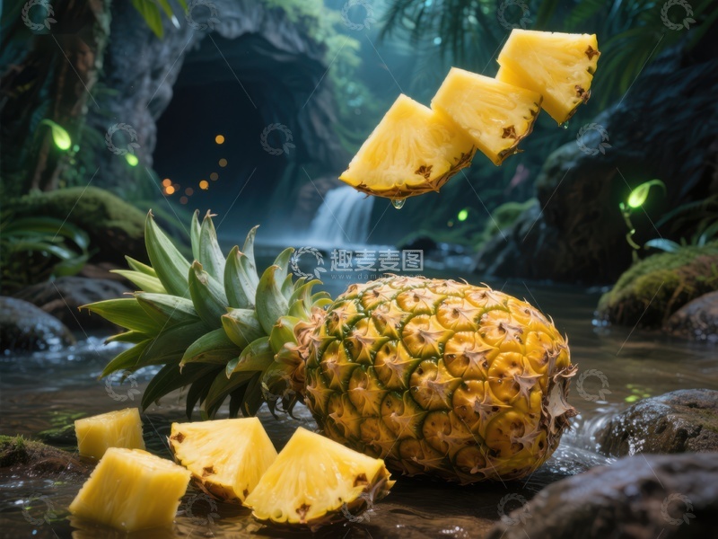 高清大图下载【趣麦麦图】热带雨林中的菠萝