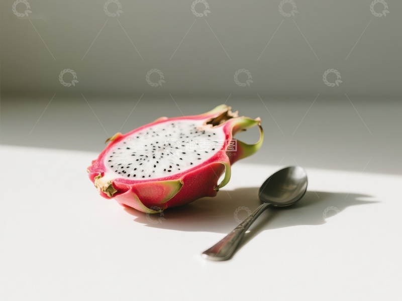高清大图下载【趣麦麦图】切开的火龙果与勺子