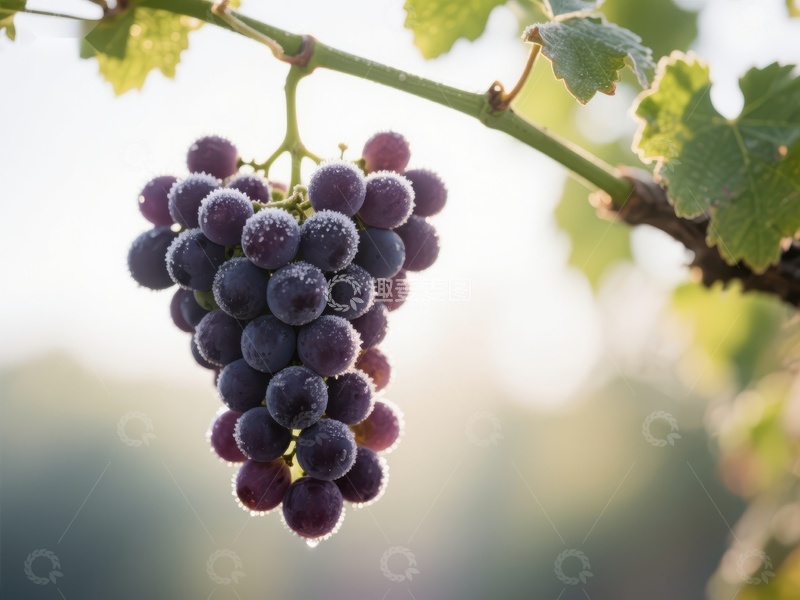 高清大图下载【趣麦麦图】晨露中的葡萄串