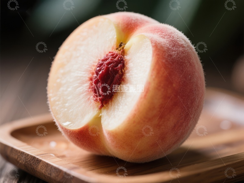 高清大图下载【趣麦麦图】新鲜桃子切半展示