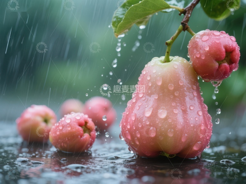 高清大图下载【趣麦麦图】雨中莲雾，清新自然