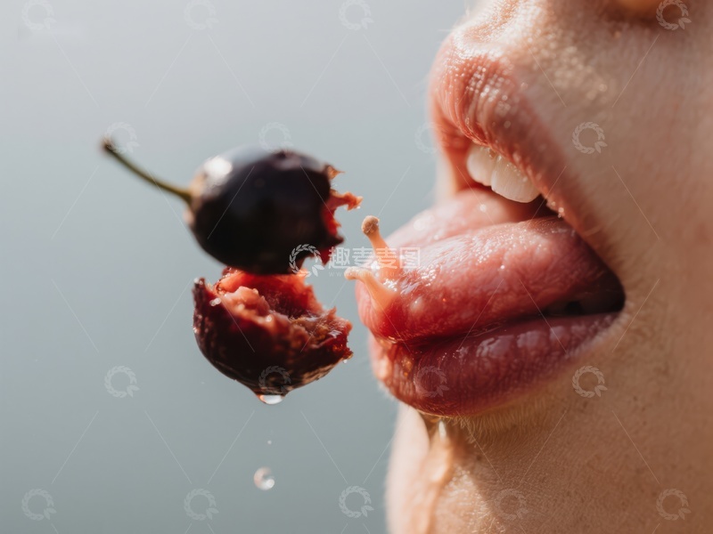 高清大图下载【趣麦麦图】-舌尖轻触，樱桃瞬间爆裂