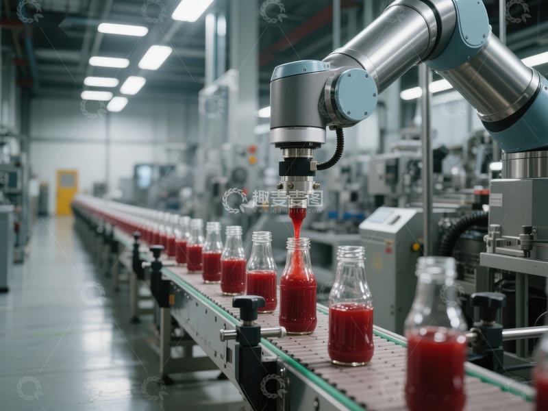 高清大图下载【趣麦麦图】自动化生产线灌装红色液体