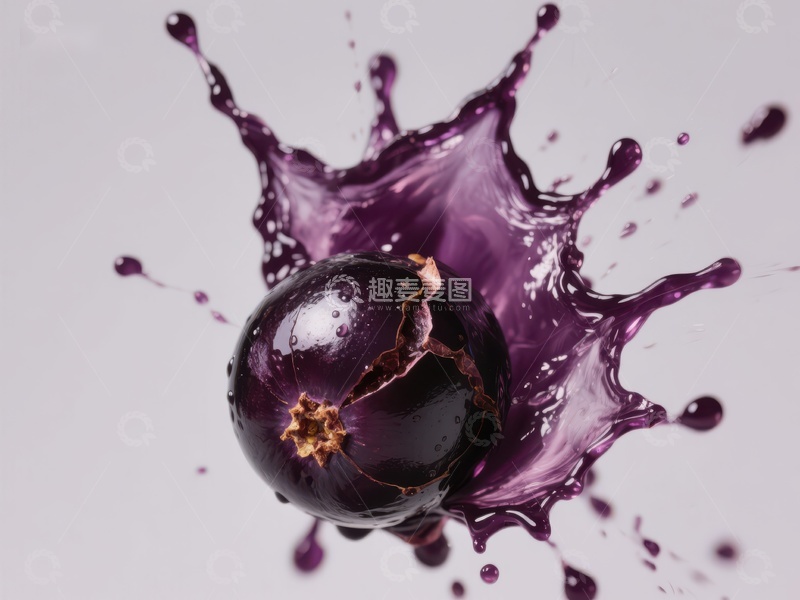 高清大图下载【趣麦麦图】紫色果实撞击瞬间，汁液四溅