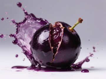 紫果破裂瞬间，汁液四溅