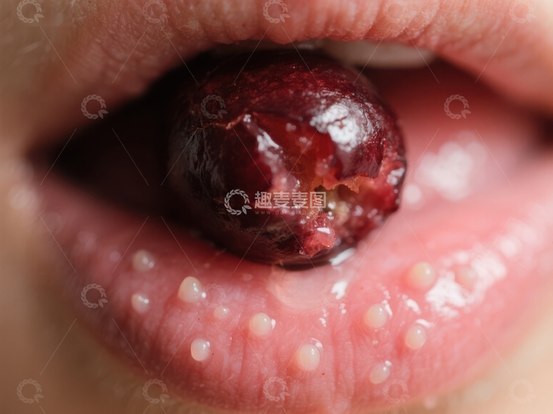 高清大图下载【趣麦麦图】樱桃入口瞬间特写