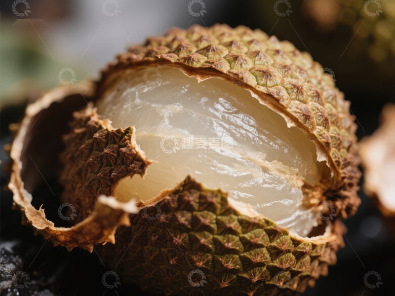 高清大图下载【趣麦麦图】新鲜荔枝剥开展示果肉