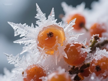 霜冻浆果：冰晶与果实的完美结合