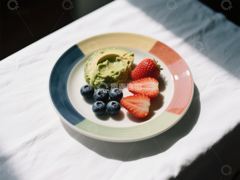 高清大图下载【趣麦麦图】色彩盘上的新鲜水果与牛油果