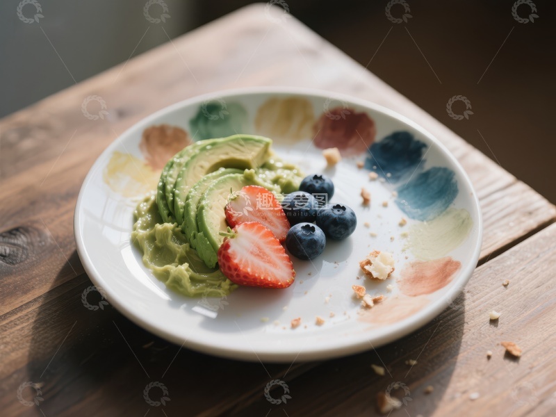 高清大图下载【趣麦麦图】色彩斑斓盘中的健康早餐