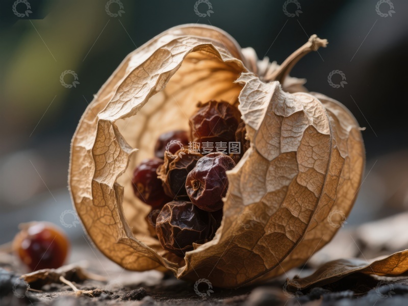 高清大图下载【趣麦麦图】干枯果荚中的深色果实