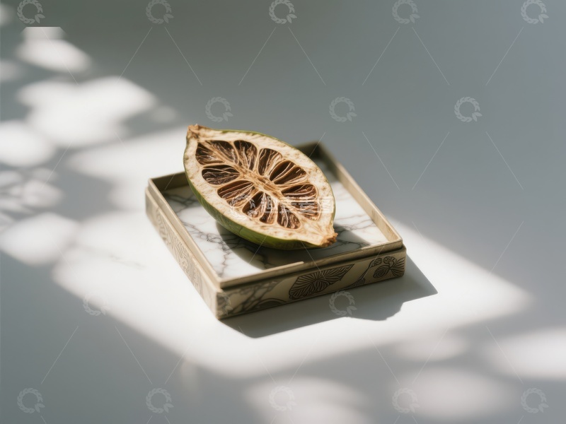 高清大图下载【趣麦麦图】干柠檬切片置于木质托盘