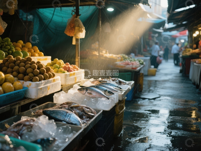 湿漉市场，鱼鲜果香