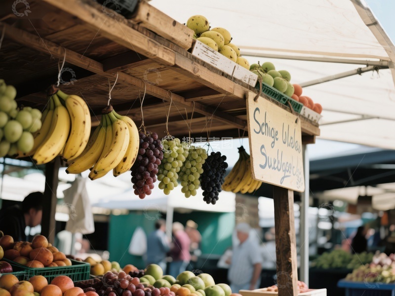 高清大图下载【趣麦麦图】市场摊位展示新鲜水果