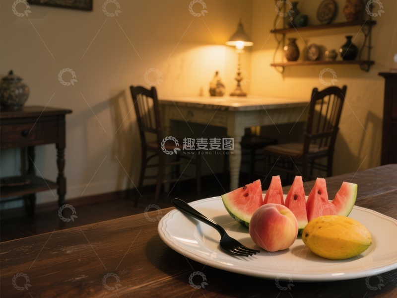 高清大图下载【趣麦麦图】温馨厨房一角，水果静待享用