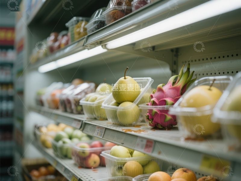 高清大图下载【趣麦麦图】超市货架上的新鲜水果