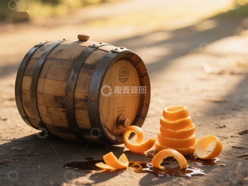 高清大图下载【趣麦麦图】木桶旁的橙皮螺旋