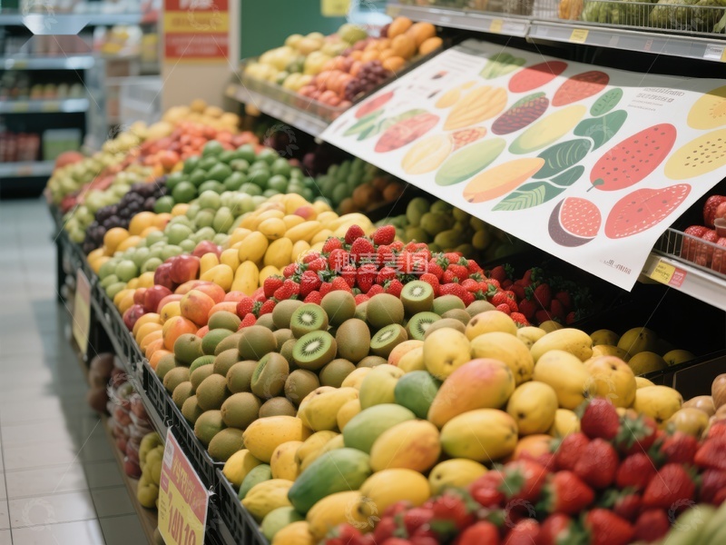 高清大图下载【趣麦麦图】超市水果区色彩斑斓