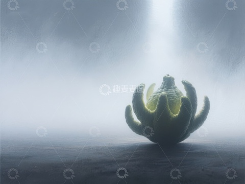 雾中发光的奇异植物